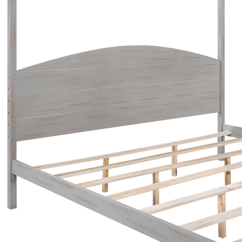 Merax Canopy Platform Bed with Headboard