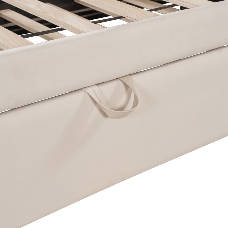 Merax Full Size Upholstered L-Shaped Upholstered Daybed with Twin Size Pop Up Trundle