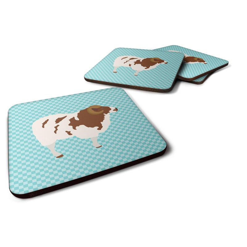 Caroline's Treasures Jacob Sheep Blue Check Decorative coasters, 3.5, Multicolor
