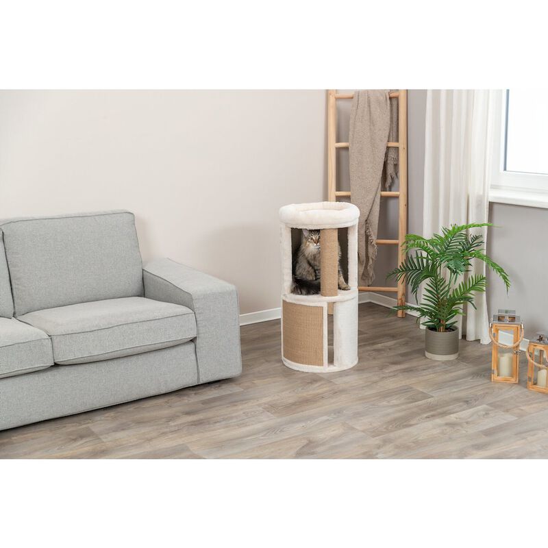 TRIXIE Giorgia Plush & Sisal 32" Cat Condo Tower, Scratching Posts  with Padded Bed image number 2