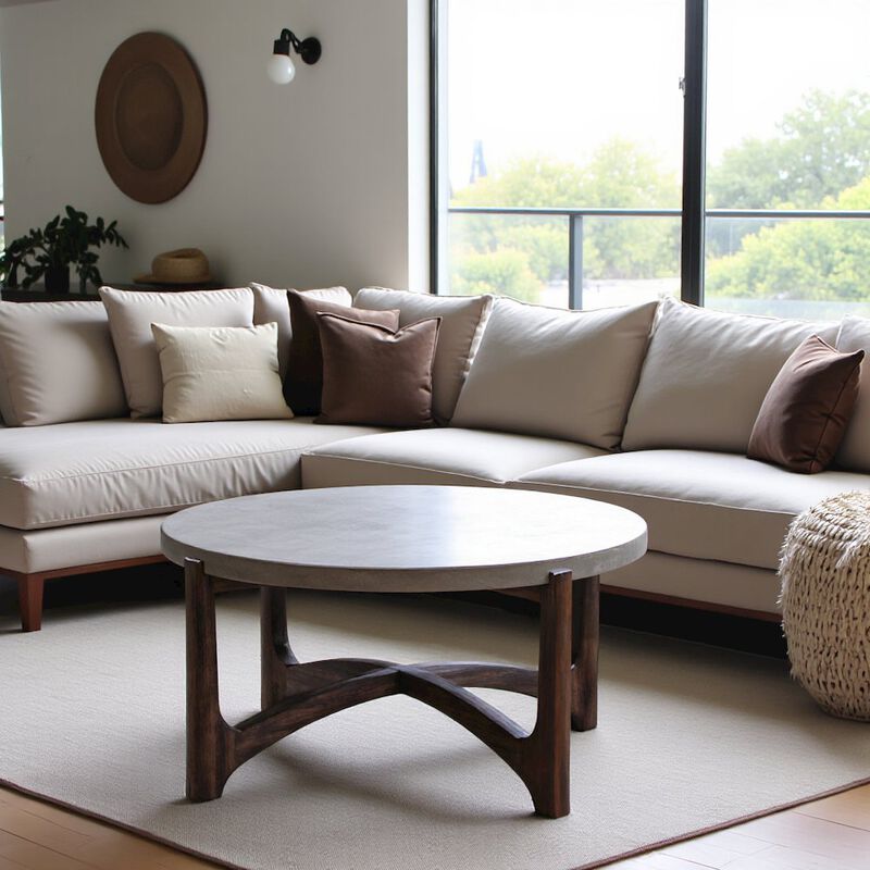 Starlight Canyon Home Brown Round Cocktail Table &ndash; Stylish Living Room Center Table for Living Room