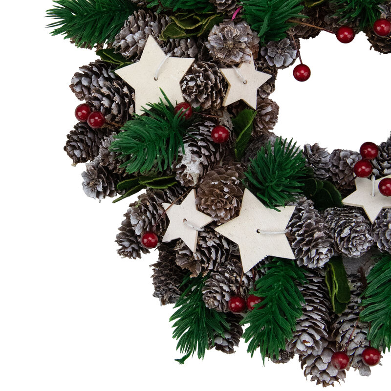 Pine Cone and Berries with Stars Artificial Christmas Wreath  10-Inch  Unlit