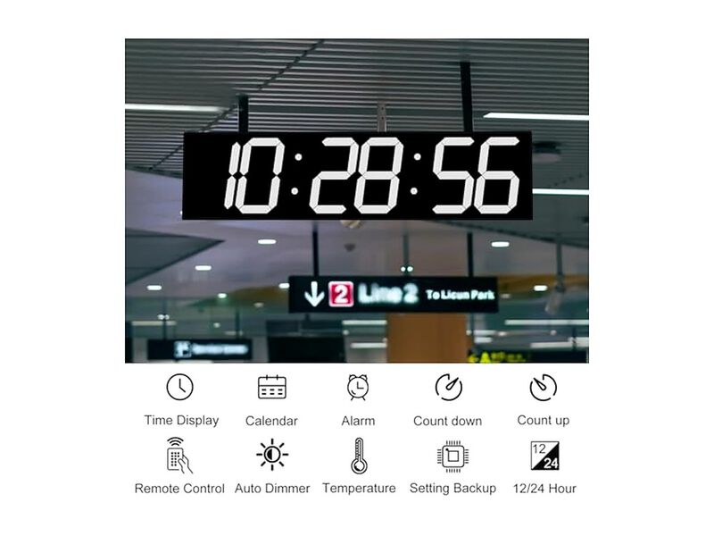 Double Sided Digital Multifunctional LED Wall Clock White Home Decor image number 3