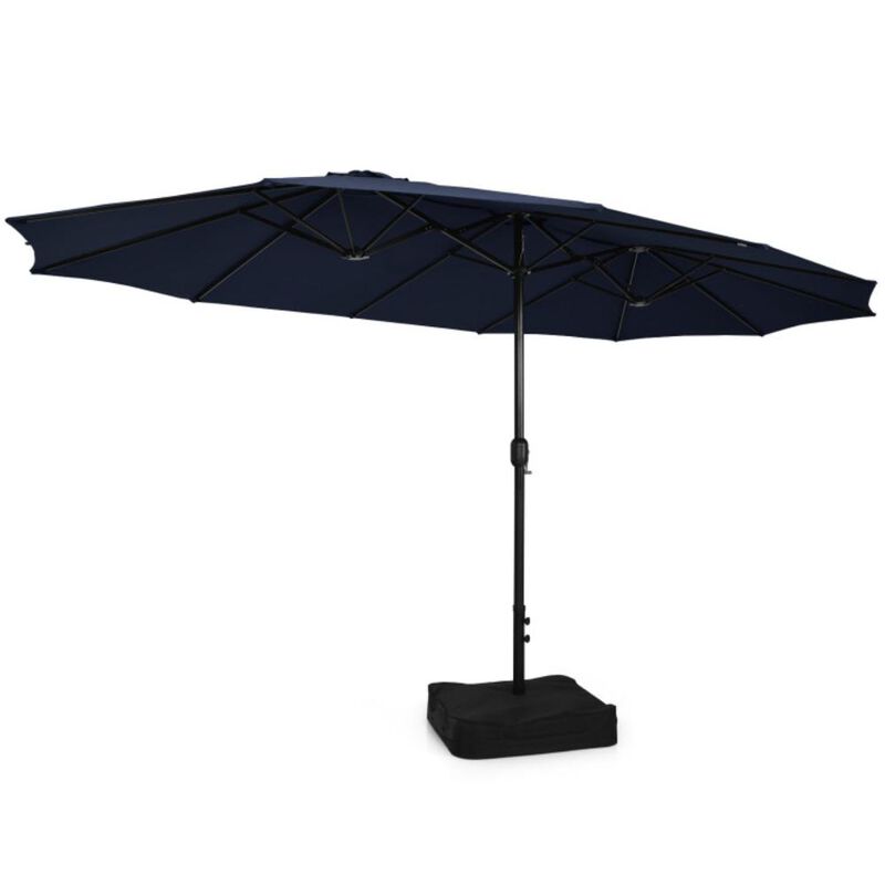Hivvago Double-Sided Twin Patio Umbrella with Crank and Base