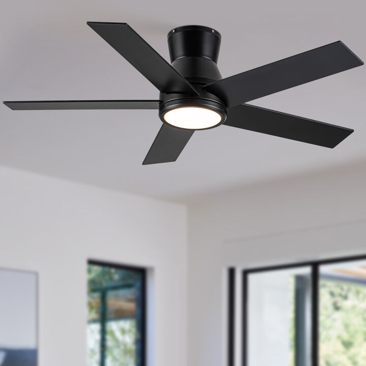 ELEMENT ACE 52 Inch Low Profile Ceiling Fan with Integrated Light, Energy Efficient DC Motor, Remote Control Operated, ETL Listed for Medium Indoor Spaces