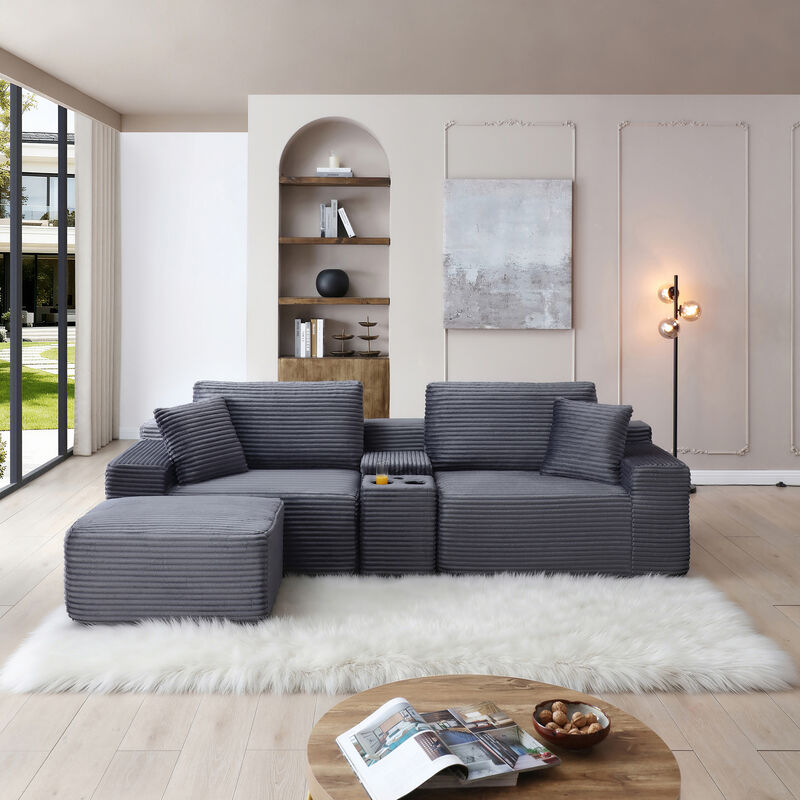 Snogla Sectional Sofa with Cup Holders image number 1