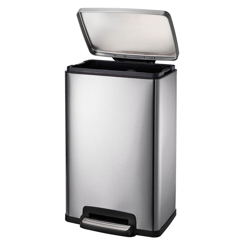 Hivvago Stainless Steel 13-Gallon Kitchen Trash Can with Step Lid