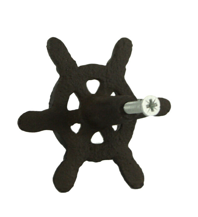 Dark Brown Cast Iron Nautical Ship Wheel Drawer Pulls or Cabinet Knobs Set of 12