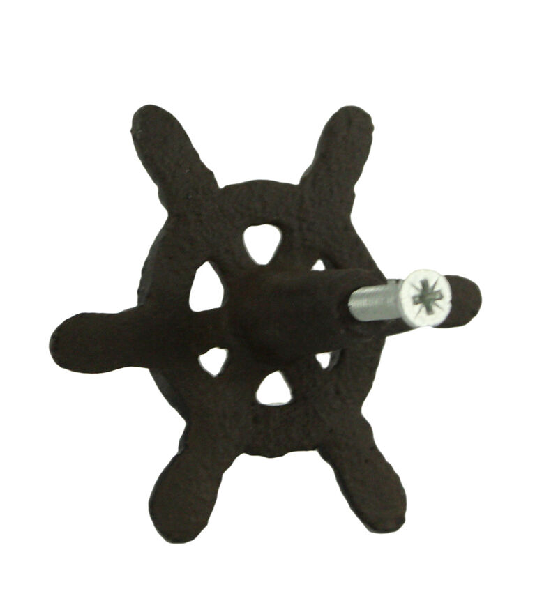 Dark Brown Cast Iron Nautical Ship Wheel Drawer Pulls or Cabinet Knobs Set of 12 image number 0