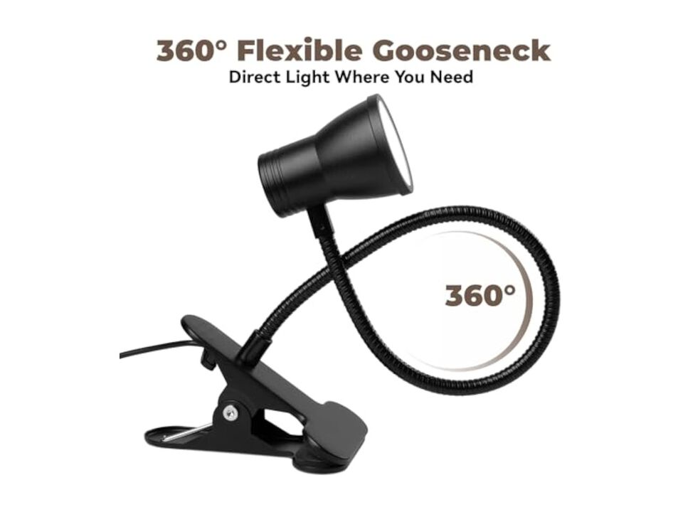 LED Portable 3 Color Desk Lamp For Bedroom Office Desk Black