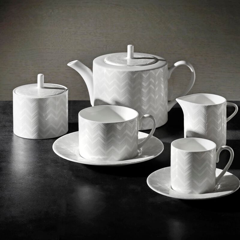 Sugar Pot ZIG ZAG WHITE, diam. 3.39", H 3.54" image number 2