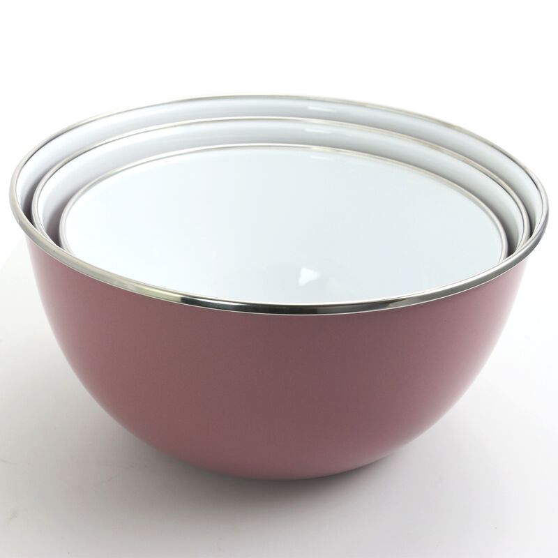 Gibson Home Plaza Cafe 3 Piece Stackable Nesting Mixing Bowl Set with Lids in Lavender image number 5