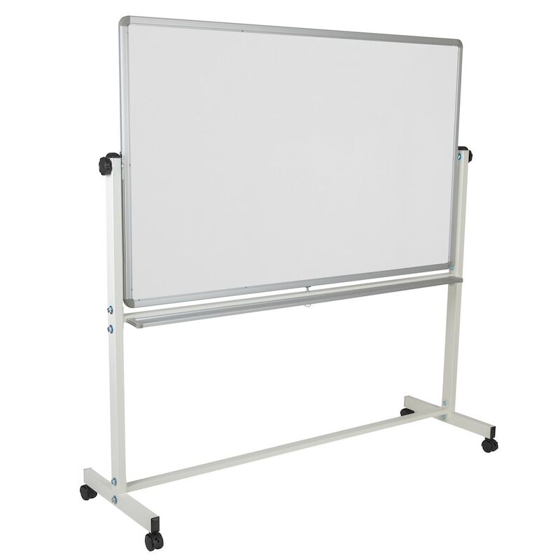 Flash Furniture 64.25"W x 64.75"H Reversible Mobile Board and White Board with Pen Tray image number 6