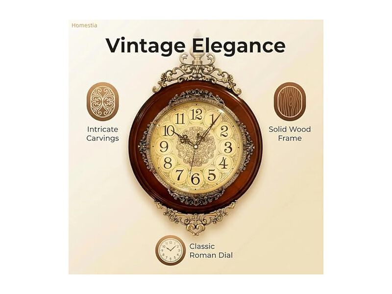 Vintage Pendulum Retro Wood Housewarming Wall Clock 6 Inch Silent Non Ticking image number 2