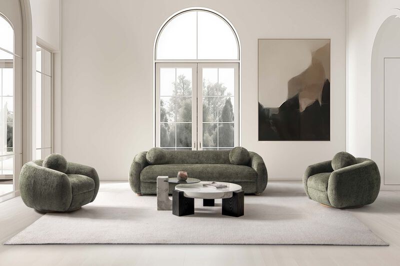 Tribeca Green Sofa and Accent Chairs Set