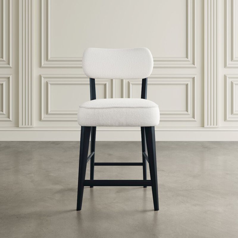 Jofran Wes Mid-Century Modern Boucle Upholstery Counter Barstool (Set of 2)