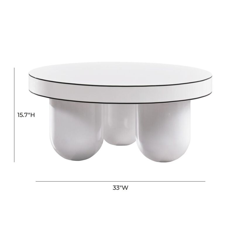 TOV Furniture Jasper White Glossy Coffee Table