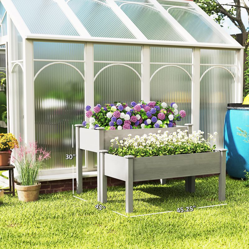 Hivvago Two-Tier Wooden Garden Bed Elevated Planter with Legs image number 2