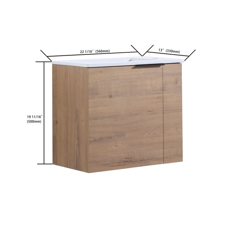 ELEMENT ACE Compact Floating Bathroom Vanity with Ceramic Sink and Soft Close Doors image number 2