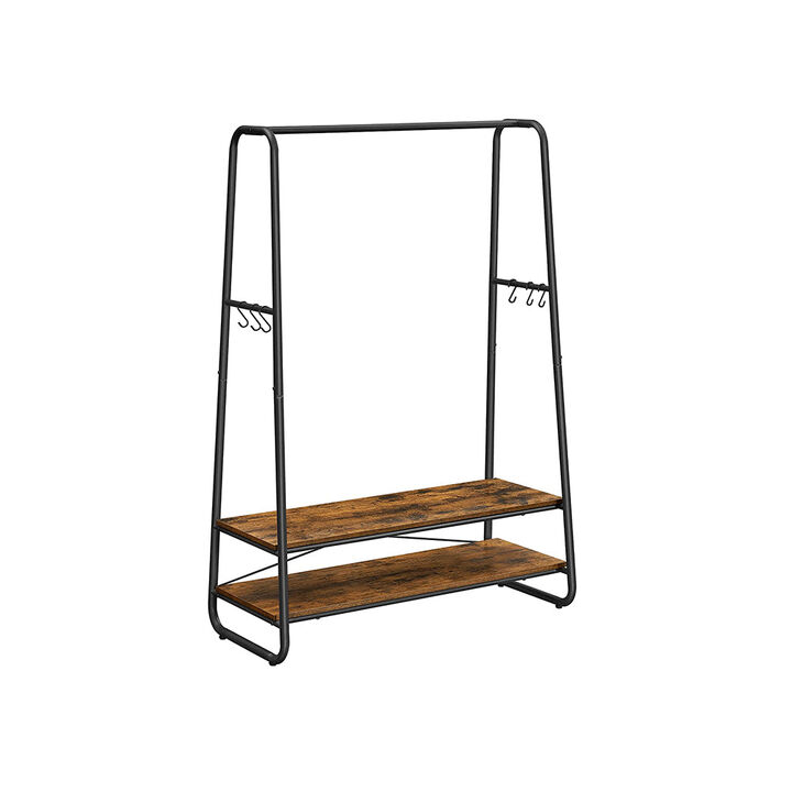 BreeBe Industrial Brown & Black Clothes Rack with Shelves