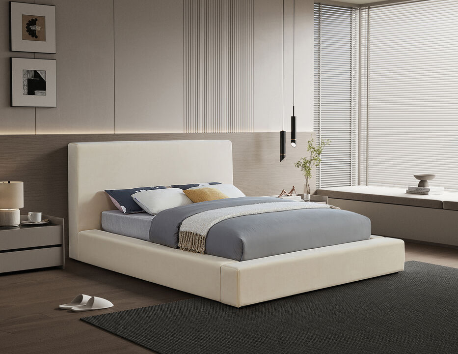 Meridian Furniture Dorian Cream Velvet Full Bed