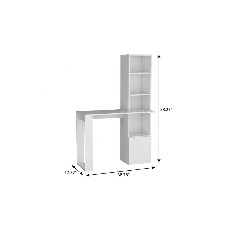 HomeRoots 39" White Wood Pedestal Computer Desk image number 4