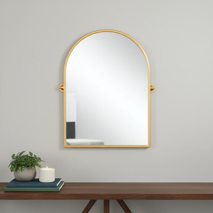 HomeRoots 36" Gold Metal Arch Tilting Framed Accent Mirror