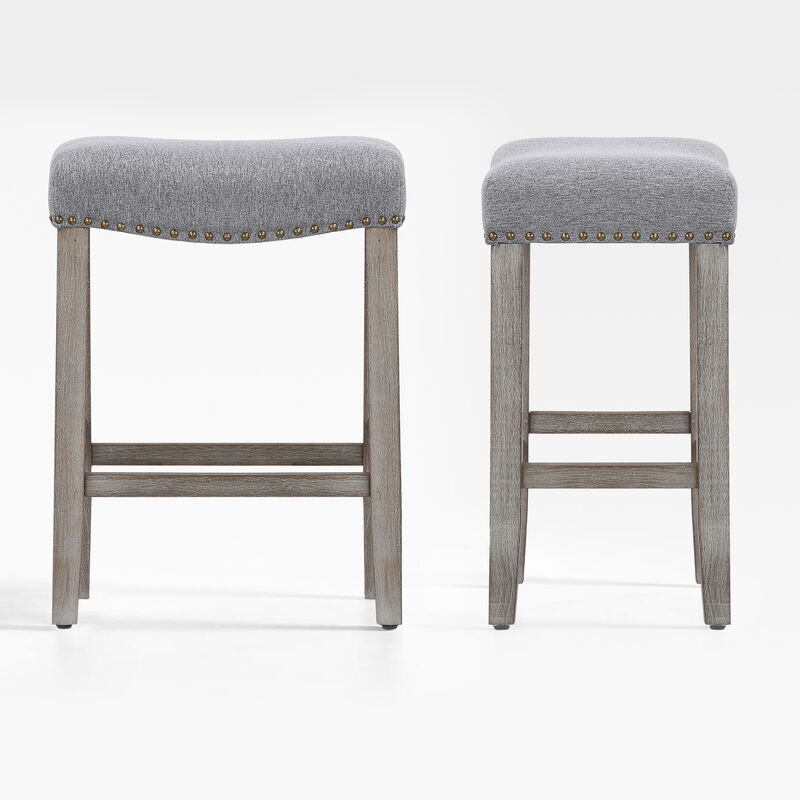 WestinTrends 24" Upholstered Saddle Seat Counter Stool (Set of 2)