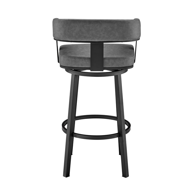 Lorin  Counter Height Swivel Bar Stool in Black Finish and Black Faux Leather
