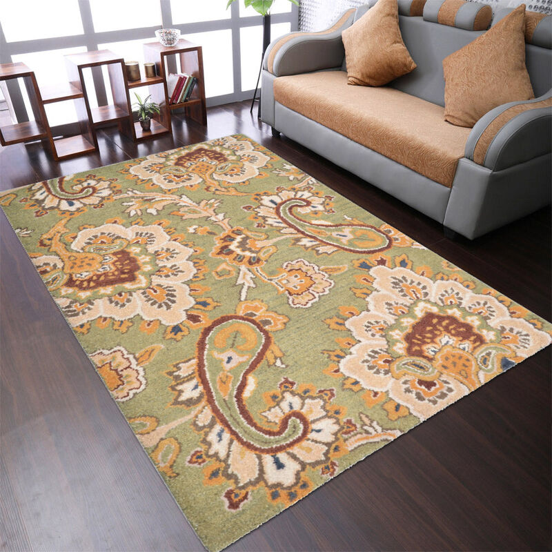 RUGSOTIC CARPETS HAND TUFTED WOOL ECO-FRIENDLY AREA RUGS  - Rectangle Shape, Size, Floral Modern Design, High Pile Thick Handmade Anti Skid Area Rugs for Living Room, Bed Room (K00151) image number 1