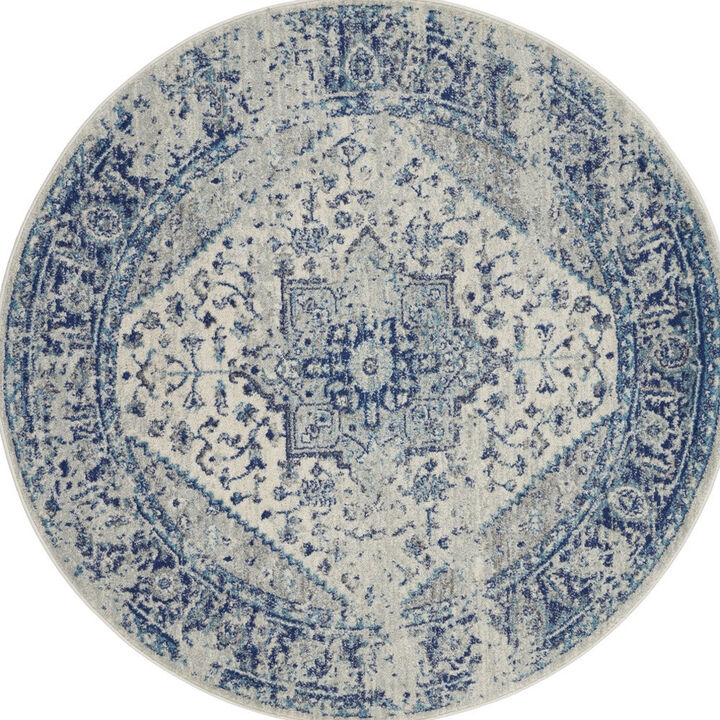 HomeRoots Floral Medallion Distressed Round Rug