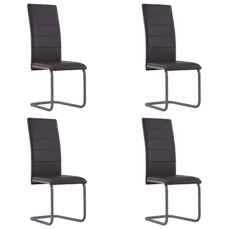 282096 vidaXL Cantilever Dining Chairs 4 pcs Brown Faux Leather