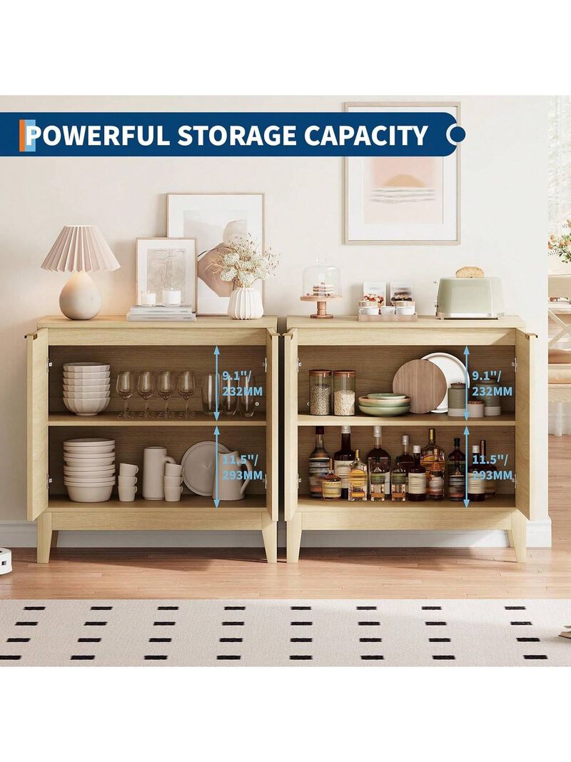 31.5" Storage Cabinet, Modern Entryway Accent Cabinet With 2 Fluted Doors And Adjustable Shelf image number 2