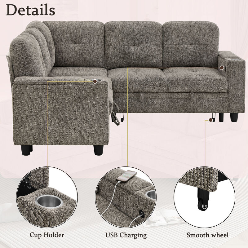 Foje L‑Shaped Convertible Sectional Sleeper Sofa image number 3