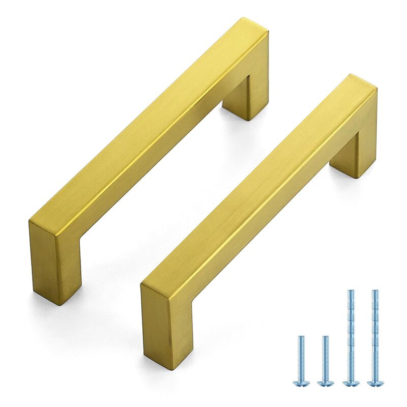 JOY DECOR 20 Pack Cabinet Handles, Gold Cabinet Pulls, 4 Inch Kitchen Handles Square Drawer Pulls Stainless Steel Drawer Hardwar