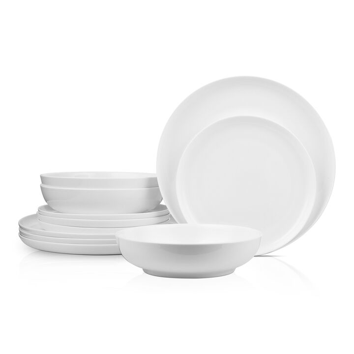 Stone Lain Gabrielle Bone China 12 Piece Dinnerware Set, White