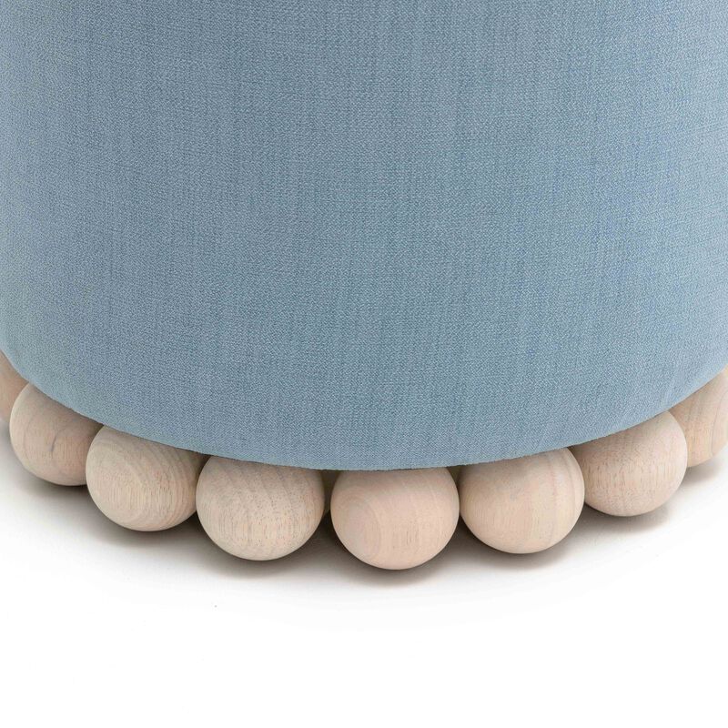 Dex Faded Blue Upcycled Fabric Ottoman