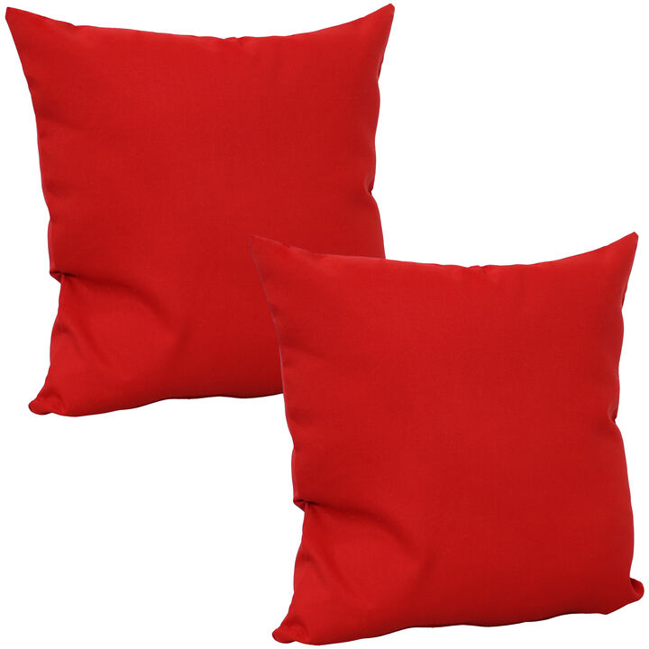 Sunnydaze Outdoor Square Decorative Throw Pillow -15 in - Red - Set of 2