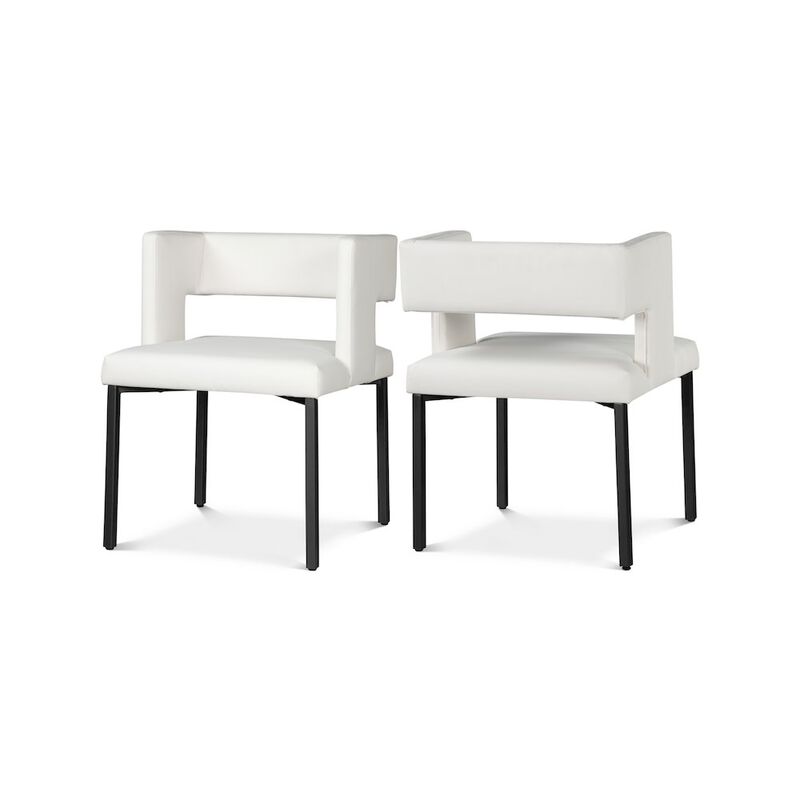 Meridian Furniture Caleb White Vegan Leather Dining Chair, Set of 2