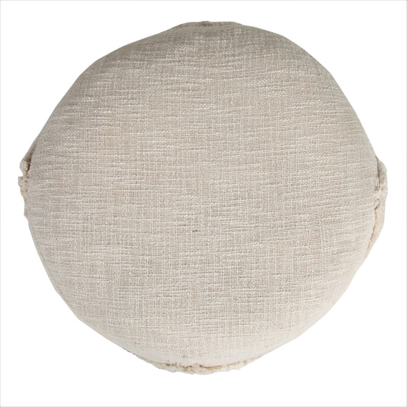 Cotton Cylinder Geometric Pouf Ottoman &ndash; Round Upholstered Footrest for Living Room