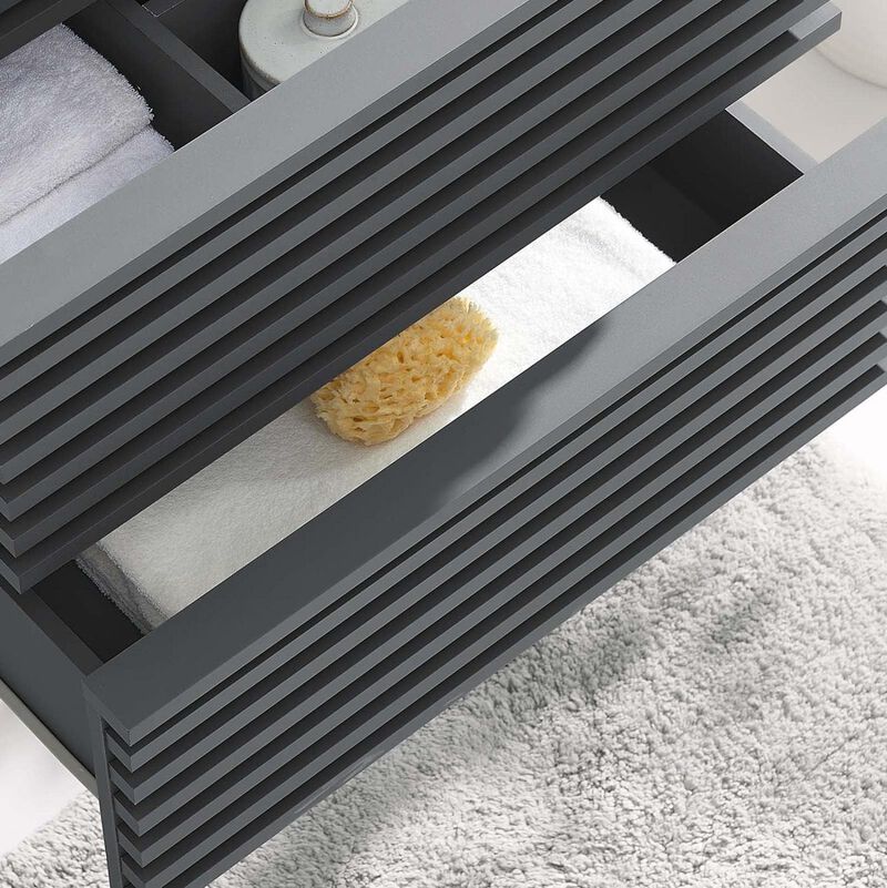 Modway Render 23.5" MDF Wood Wall-Mount Bathroom Vanity Cabinet in Gray image number 3