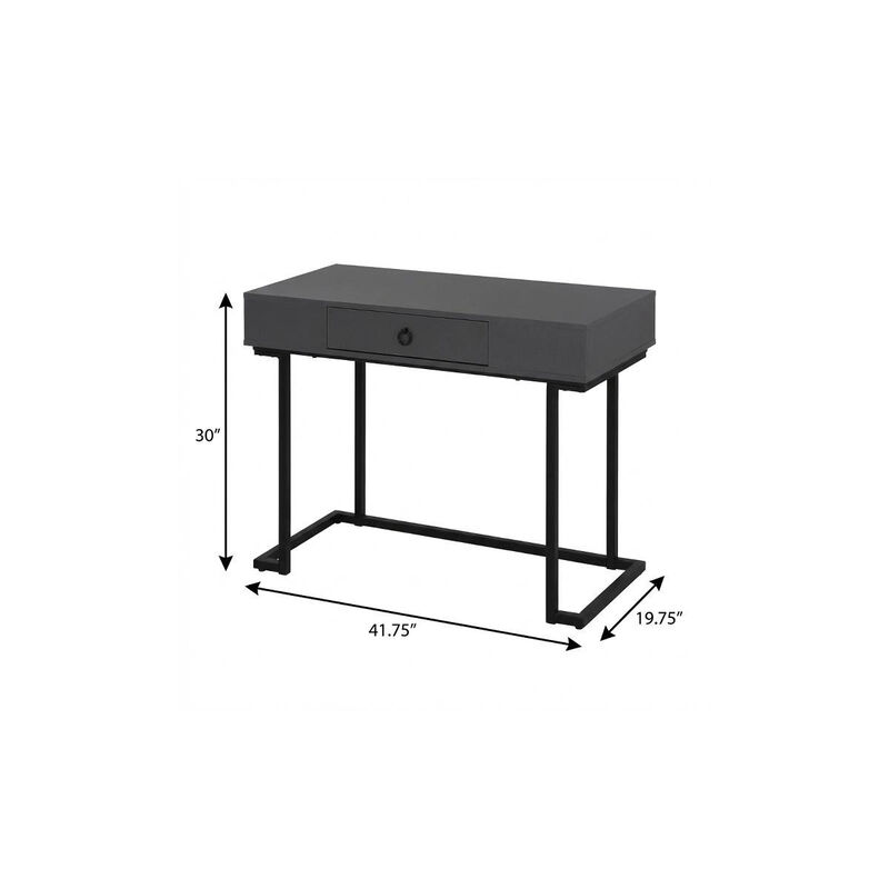 HomeRoots 42" Gray and Black Wood and Metal Sled Computer Desk image number 6