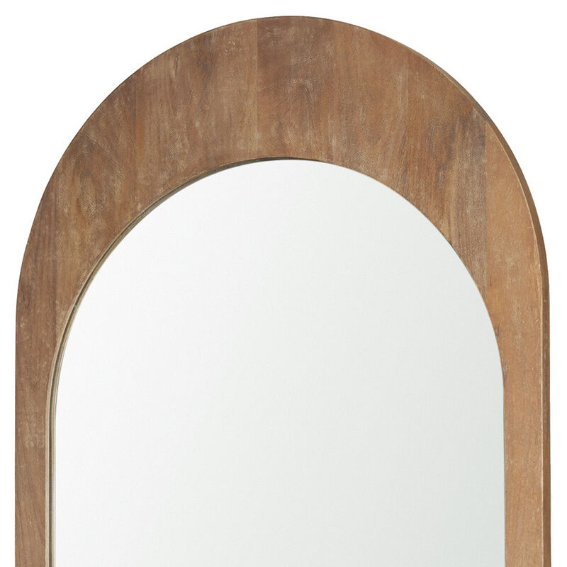 HomeRoots 48" Light Brown Solid Wood Arch Framed Accent Mirror image number 3