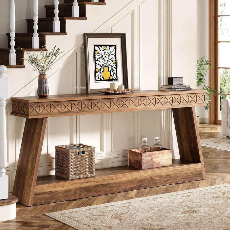 Tribesigns Farmhouse Wood Console Table image number 3