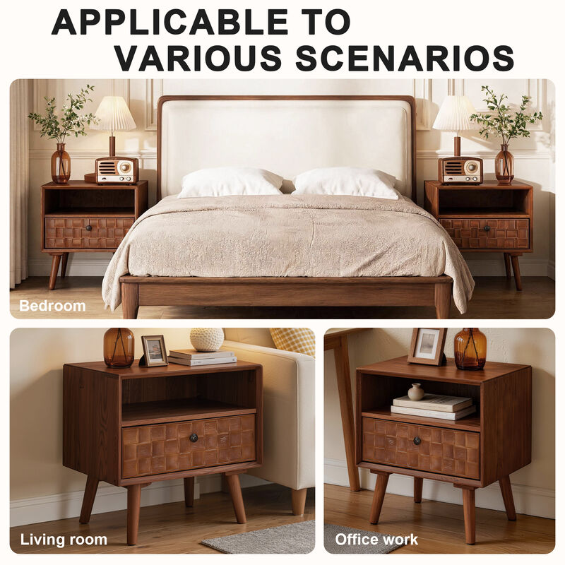 Digbil 22" Mid‑Century Modern Wood Nightstand image number 4