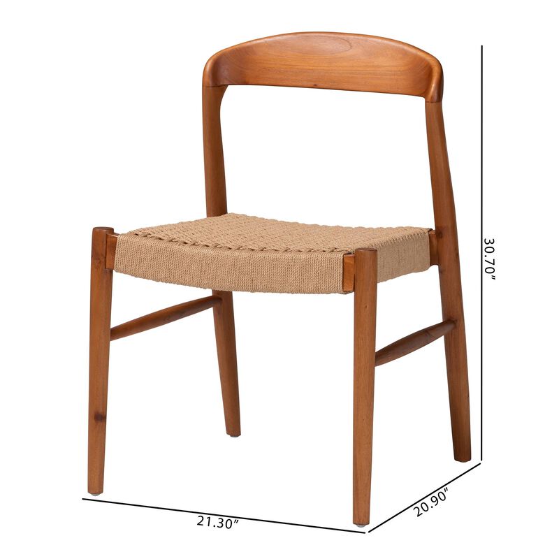 bali & pari Lorena Paper Loom Woven Dining Chair - Mahogany Wood Frame Accent Chair with Curved Back for Kitchen or Dining Room Seating image number 8