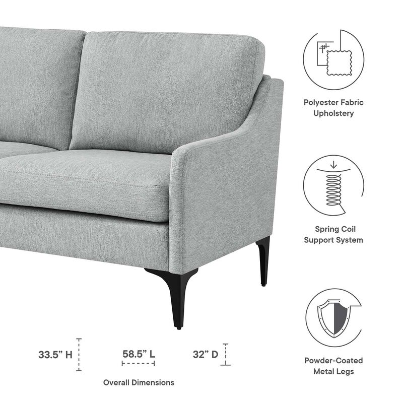 Corland Upholstered Fabric Loveseat Gray