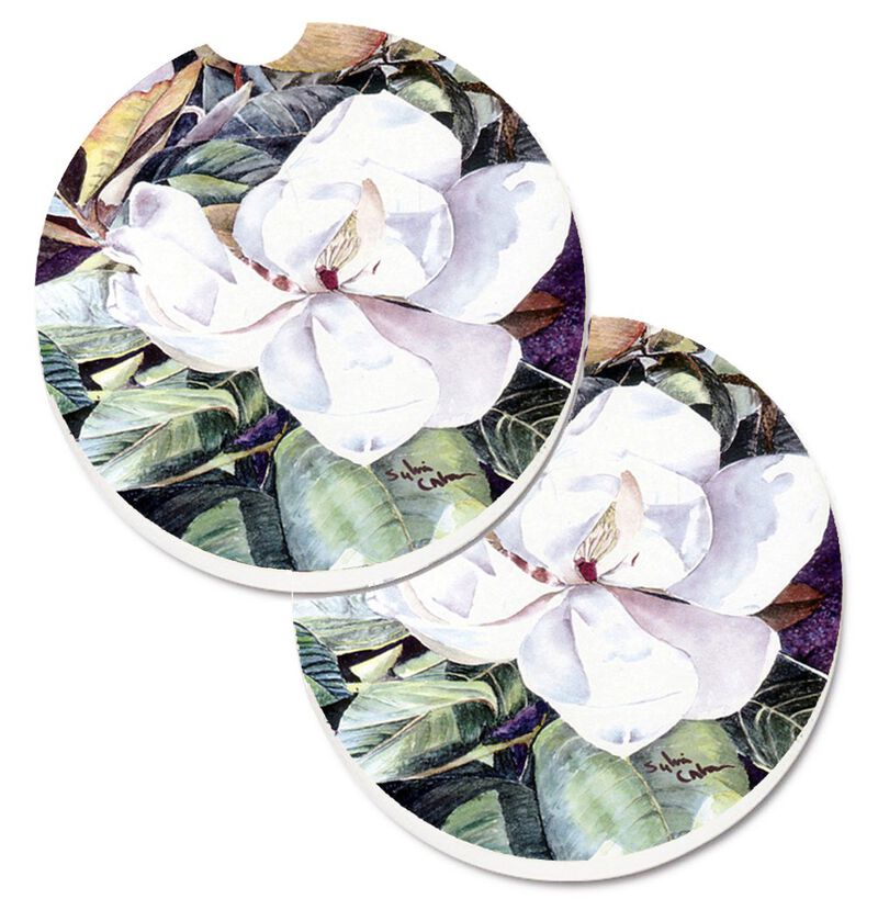 Caroline's Treasures Flower - Magnolia Set of 2 Cup Holder Car Coasters 8002CARC, 2.56, Multicolor image number 0