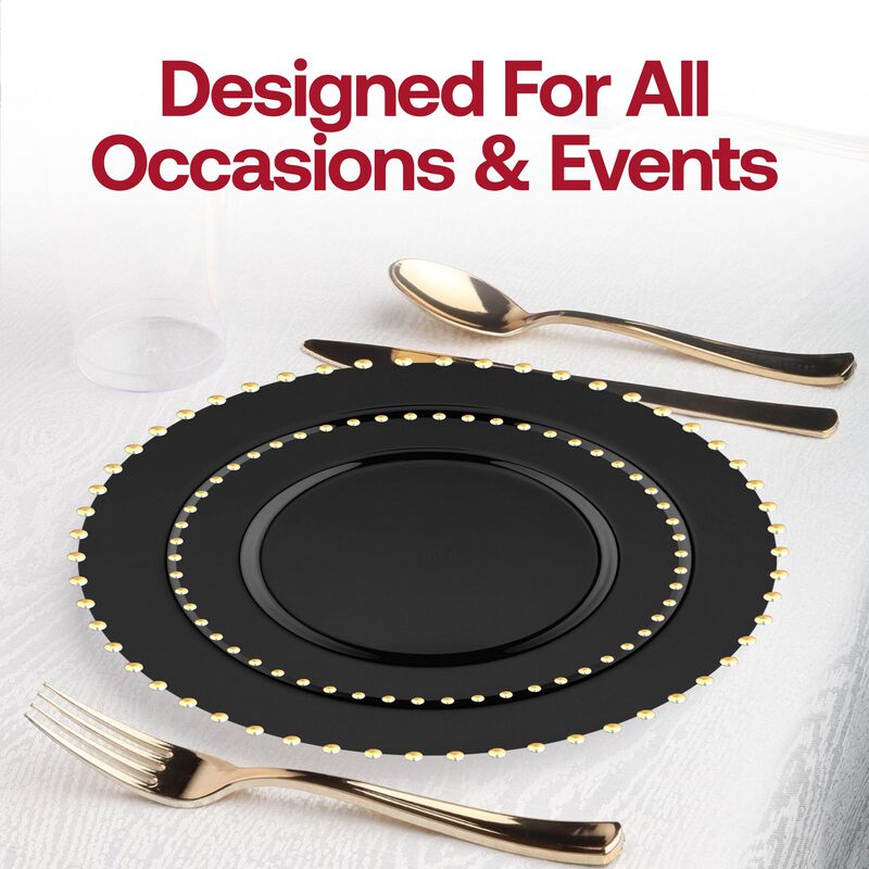 Black with Gold Pearl String Round Plastic Wedding Value Set (30 Sets) image number 6