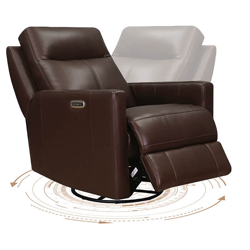 Vienna Power Headrest Swivel Glider Leather Recliner